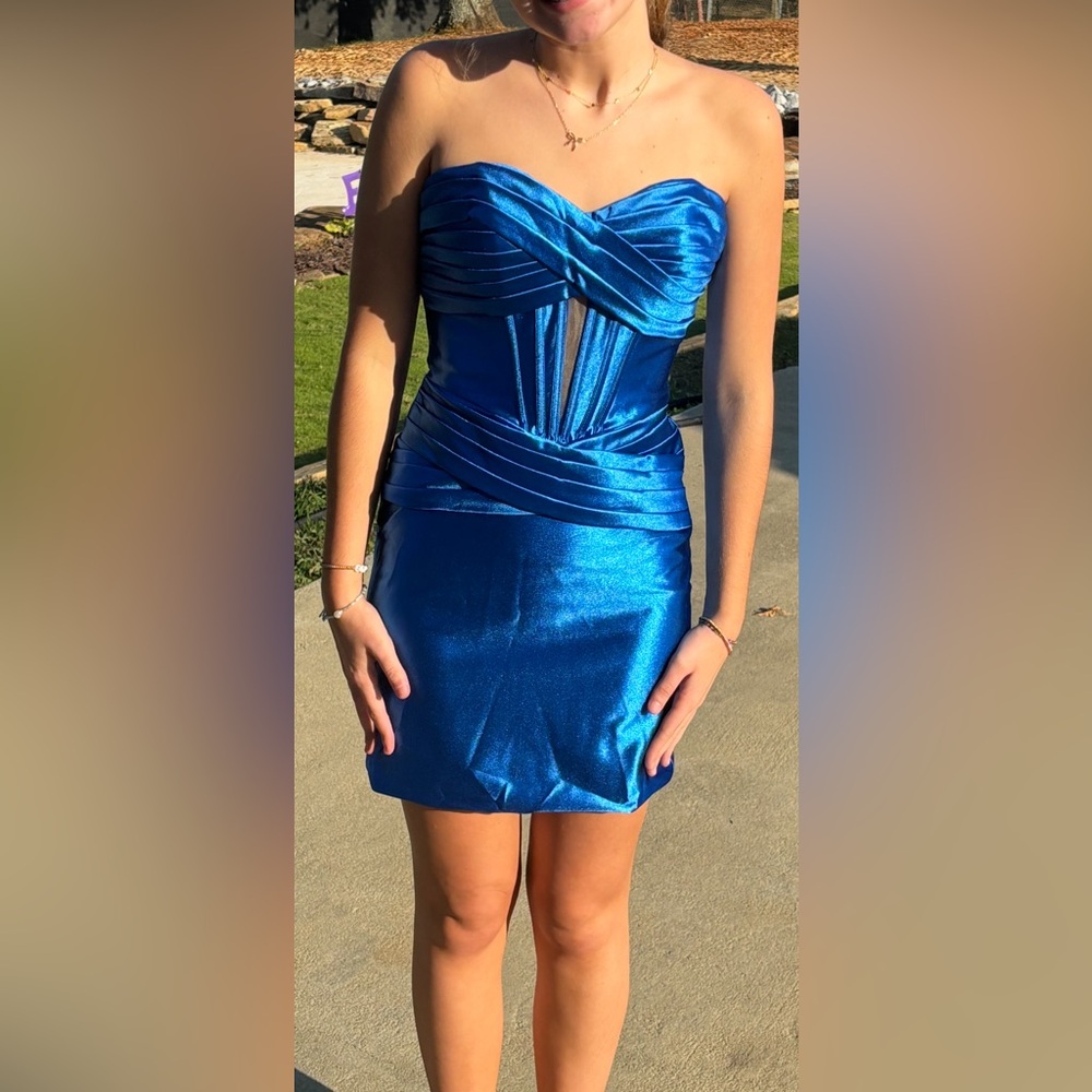 Elegant Blue Satin Dress